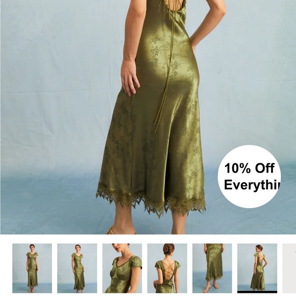 RIHOAS Green Jacquard Floral Satin Midi Dress - Picture 9 of 11